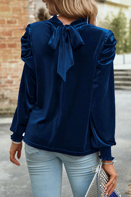 Camicetta di velluto blu blu navy