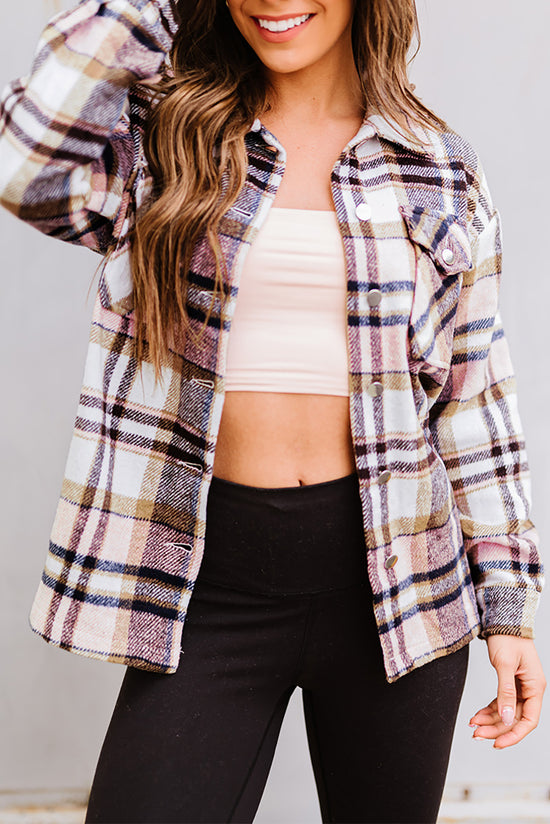 Chaqueta con bolsillos y estampado de cuadros geométricos caqui