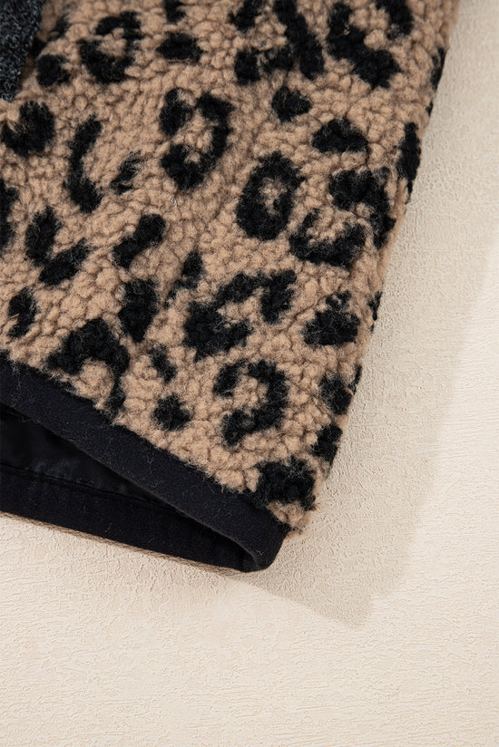Giacca tasca laterale con cerniera con cerniera con stampa leopardata kaki