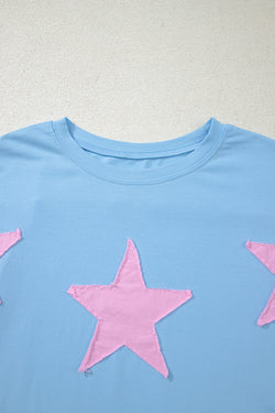 Camiseta de gran tamaño de la estrella de mezclilla de mezclilla de mezclilla aruba