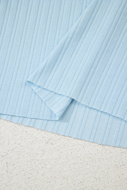Beau Blue Custbed Botón V Cuella de tanques y pantalones cortos establecidos