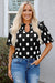 Black Polka Dot Stampa giogo a shirted coglione manica a palloncini.