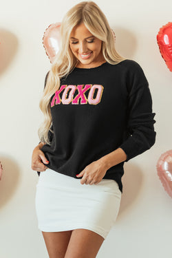 Maglione casual rotondo per glitter white xoxo
