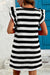 Vestido de tiro de cuello redondo de manga de flutador de rayas negras