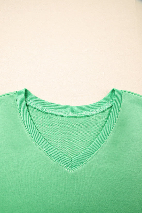 T -spalla a gocce a V Verde Verve Mint e Shorti con cownewwork