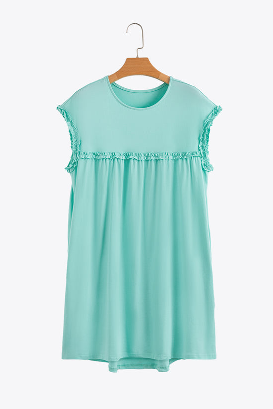 Menta verde brimele fritturato collo sciolto mini abito