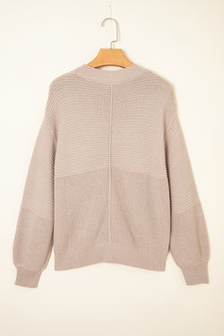 Pergamena con textura mista patchwork maglione a maniche soffice a maglia