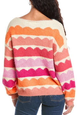 Maglione con spalla a strisce a strisce rosa a strisce a strisce a strisce
