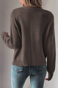 Black Open Knit Drop Shoulder Sweater Cardigan