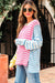 Mulicolor Block Block listrado retalhos de retalhos Dolman Sleeve Slit Sweater