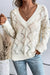 Mint Green Hollow Out Knit V Neck Drop Sweater