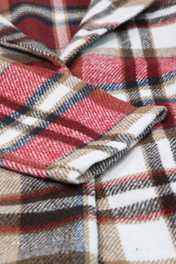 Chaqueta de solapa de botón a cuadros rojos ardientes