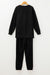 Black Solid Color High Low Pullover and Skinny Pants Set
