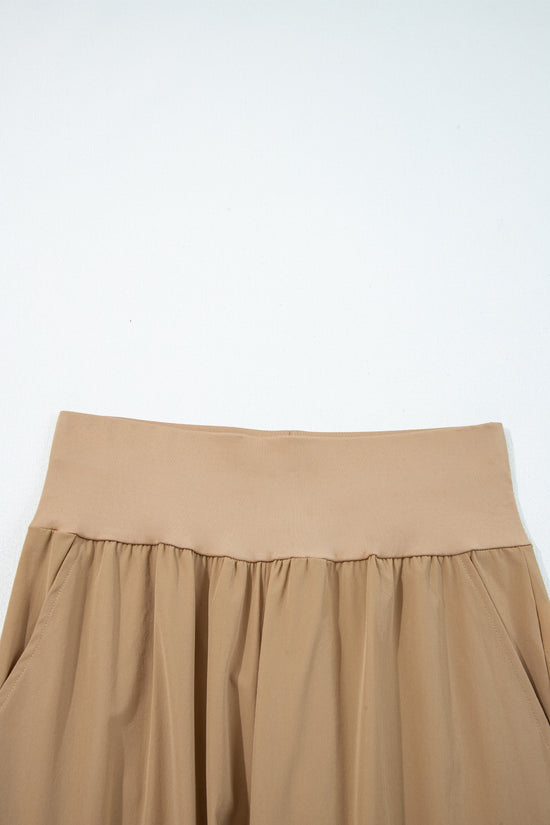 Camel Elastic High Waist Pocketed Cargo Jogger Pants