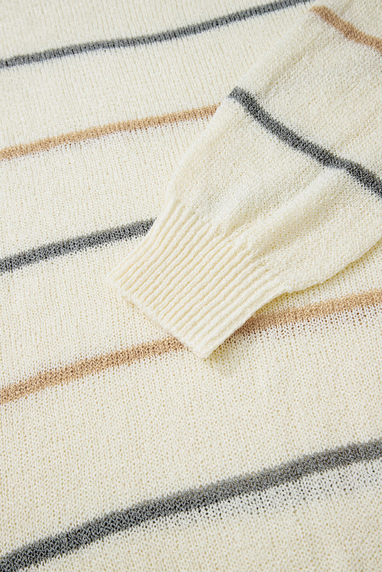 Maglione di spalla a filo a coste multicolori a strisce