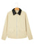 Parchment Contrast Leather Collar Textured Zip Up Jacket