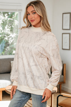 Camo Mock Neck Baggy Sweatshirt