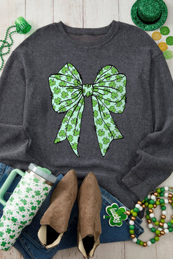 Grey Clover Bowknot Felpa pullover con cordoncino grafico