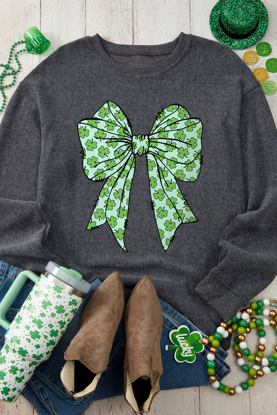 Sudadera de jépero de cable gráfico de Clover Bowknot gráfico