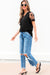 T-shirt à col état-pied en dentelle Black Flora