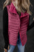 Burgundy Plush Colled Quilted Zipped Puffer Stupt