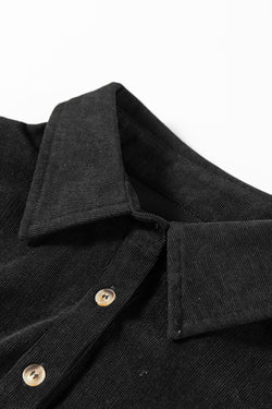 Mini abito a maniche lunghe con colletto a mezzo bottone in velluto a coste di farina d'avena