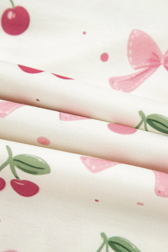 Floral Print Contrast Pipping Short Pajamas Set