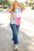 Rose Red Leopard Colorblock Patchwork Corded Knit Plus Size T Shirt