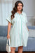 Green Stripe Plus taille St Patricks Day Robe de chemise boutonnée à manches courtes