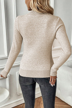 Maglione da collo a costola a costola foderata termica albicocca
