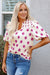 Black Polka Dot Stampa giogo a shirted coglione manica a palloncini.