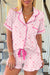 Floral Print Contrast Pipping Short Pajamas Set