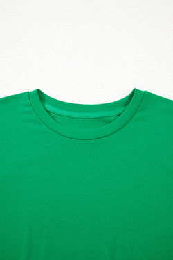 Tee de la tripulación de la tripulación de la llanura de color verde brillante brillante