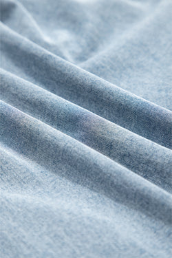 Beau Blue Bowknot Neck sin mangas con volantes Vestido de chambray