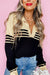 Stripe a strisce collocate nero maglione a V con colletto