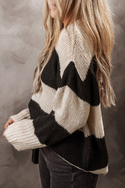 Scher maglione pullover sciolto da colorblock semplicemente taupe