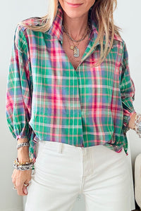 Camicia a scacchi a scacchi a scacchi 3/4 con cote con altezza
