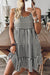 Sky Blue Stripe U Neck Maneveless Fit Fit Mini Vestido