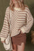 Chaque -listra Drop Bolloon Sleeve Sweater de manga de balão