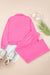Sachet Pink Solid Color Collared Pullover and Central Seam Pants Set