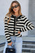 Apricot Stripe Chic Golden Button Cardigan Sweater