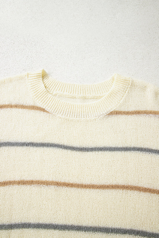 Maglione di spalla a filo a coste multicolori a strisce