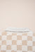 Khaki Checker Sherpa Corduroy Patchwork Zip up Collared Jacket