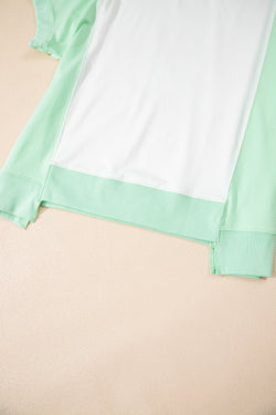 Bloque de color azul cielo Bloque de costura expuesta Camiseta Camiseta