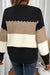 Brown Colorblock Crew Neck Drop Shoulder Sweater
