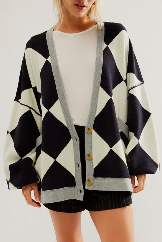 Striscia rosa colorblock goccia con spalla abbottonata cardigan