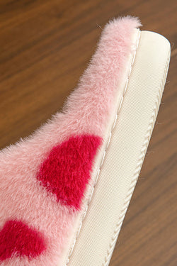 Zapatillas peludas de invierno con forma de corazón de San Valentín rojo ardiente