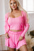 Bonbon Delicate Texture Cropped Cami Shorts and Cardigan 3pcs Lounge Set