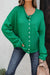 Pulsante a maglia a maglia a maglia con maglia ridotta verde brillante cardigan