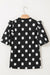 Black Polka Dot Stampa giogo a shirted coglione manica a palloncini.